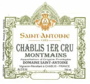 Chablis Domaine Saint Antoine 2019 1er Cru Montimains Point Wine Spirits