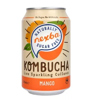 (Clearance, Past Best Before, Aug 24) Nexba Kombucha Mango Sugar Free Drink 330ml