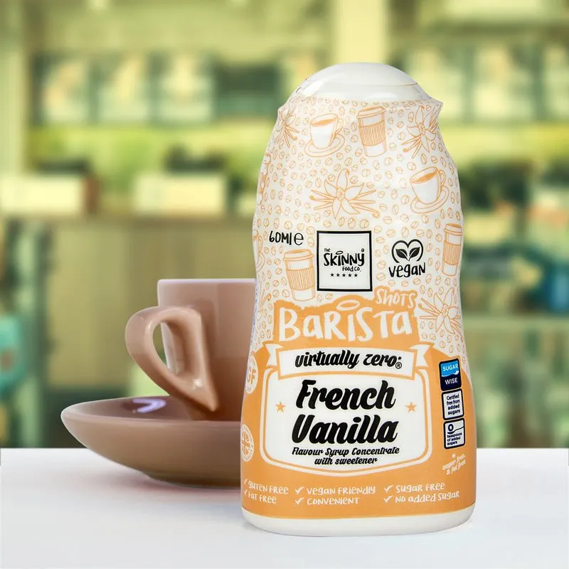 French Vanilla Flavour Barista Shot Sugar Free Skinny Coffee Syrup - 60ml