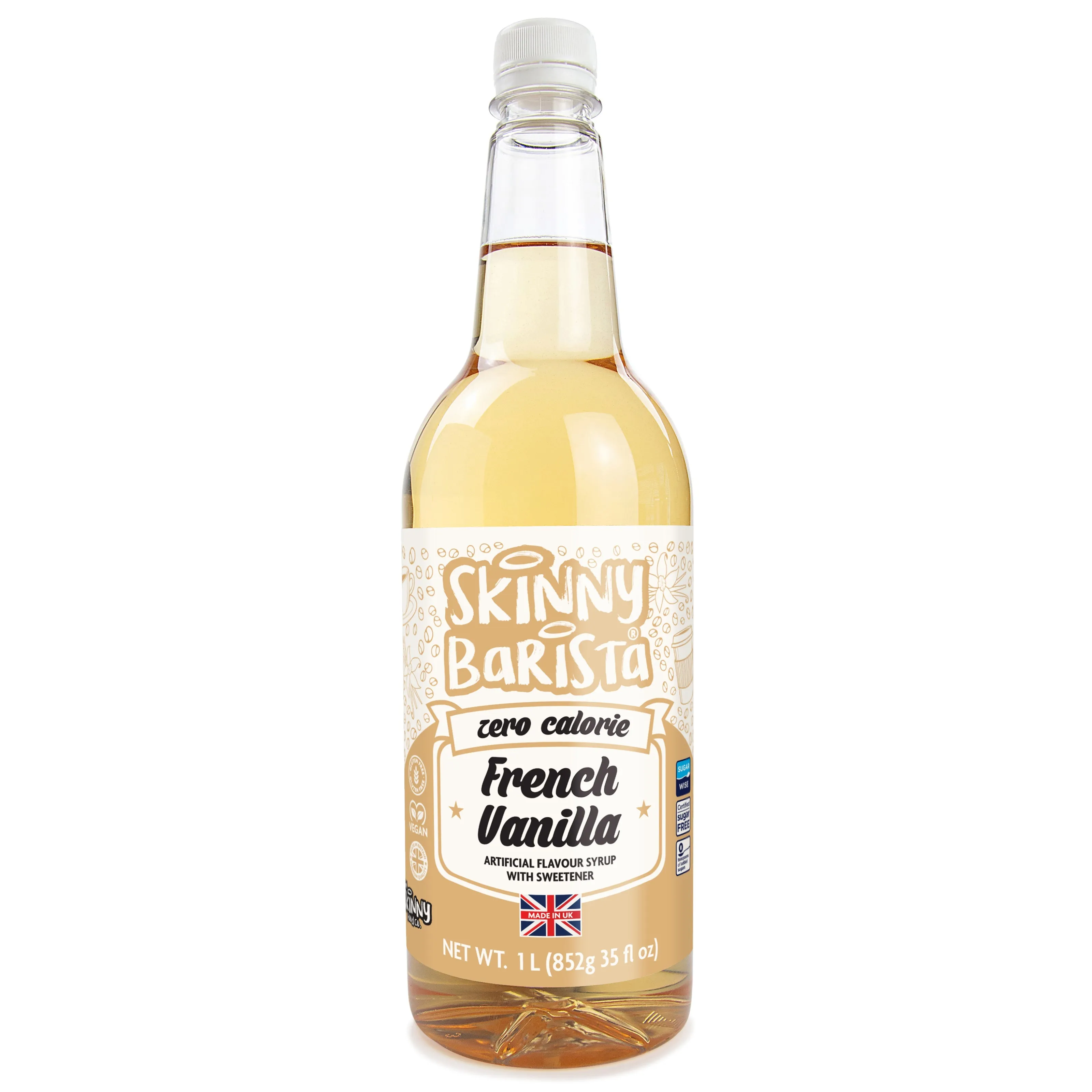 French Vanilla Syrup - Zero Calorie Sugar Free Skinny Coffee  - 1 Litre US