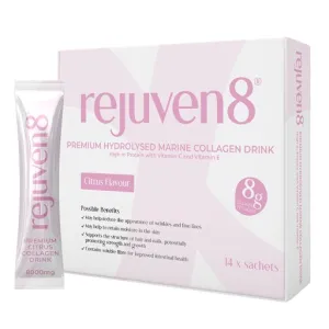 Rejuven8 Premium Hydrolysed Marine Liquid Collagen Drink 8000mg, 14 sachets 14 x 30ml (14 day supply)