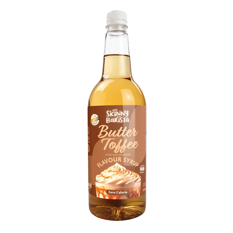 Skinny Barista Butter Toffee Flavour Syrup - Sugar Free Skinny Coffee Syrup - 1 Litre (Limited Edition)