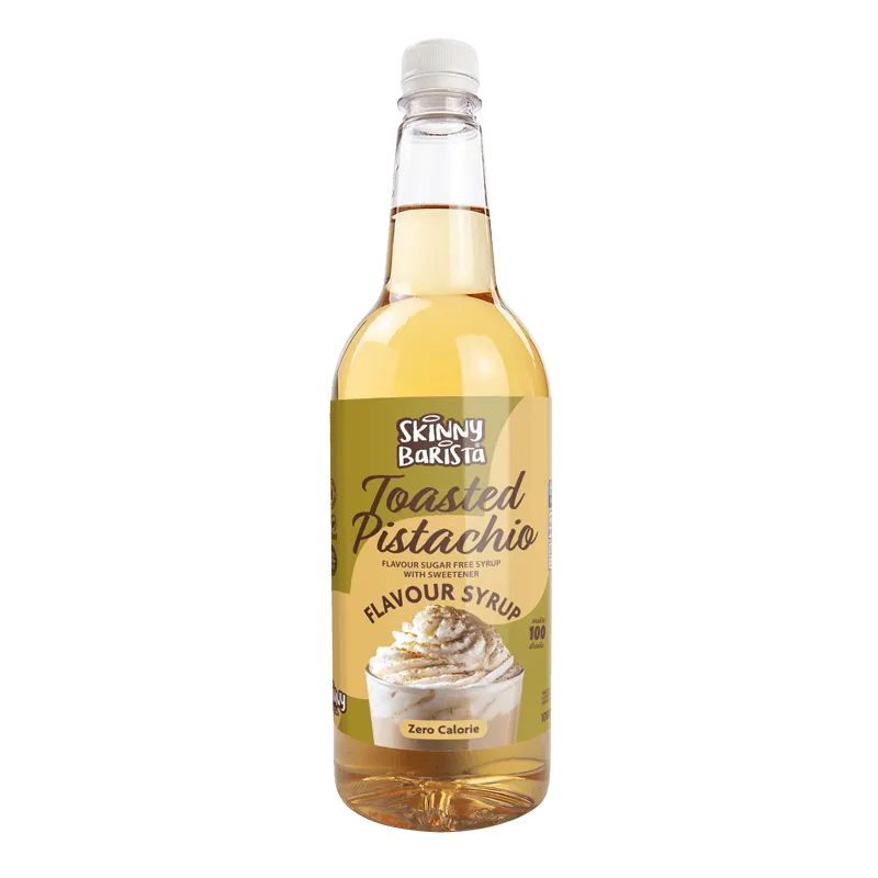 Skinny Barista Toasted Pistachio Flavour Syrup - Sugar Free Skinny Coffee Syrup - 1 Litre (Limited Edition)