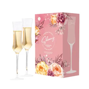 Skinny Champagne Flutes Prosecco Glasses Pair 'Crystal' - Set of 2